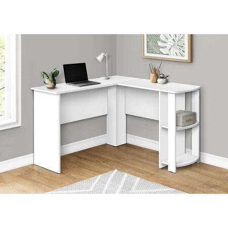 DAPHNES DINNETTE L-Shaped Corner Computer Desk with 2 Shelves, White DA3071233